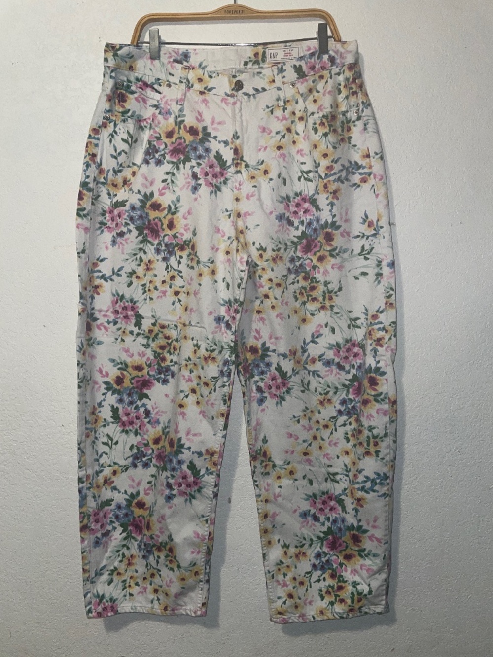 GAP Womens Hi-Rise Floral Print Barrel Jeans SZ 16R or 33